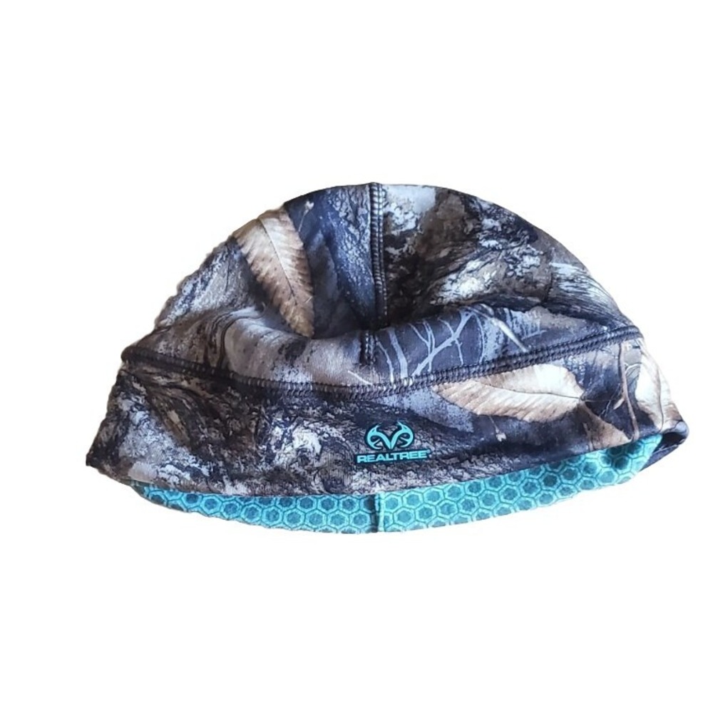 NWT RealTree Edge Womens Heat Retention Camo Beanie Blue Interior